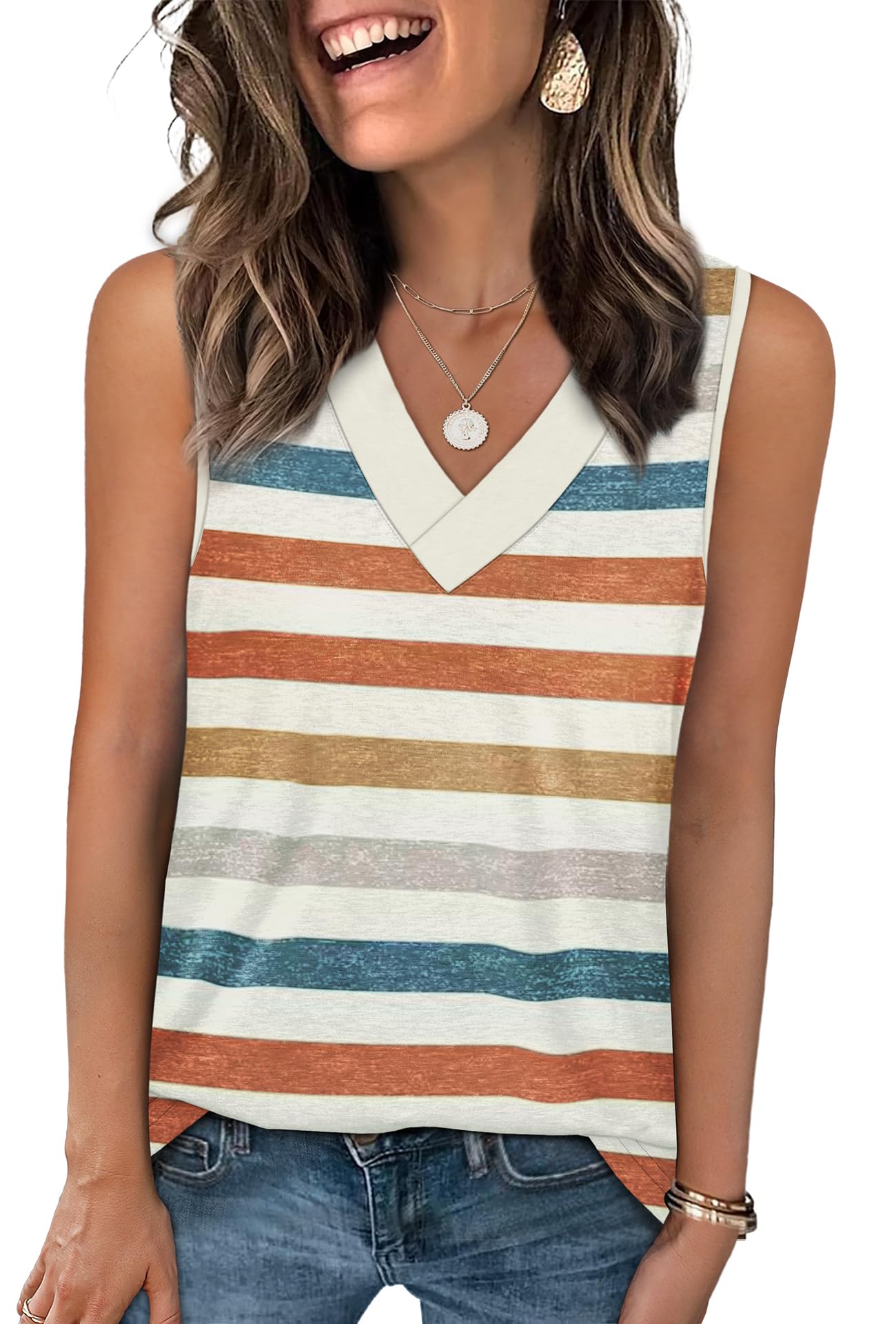WIHOLL Tank Tops for Women Summer V Neck T Shirts Trendy Sleeveless Basic Tee Loose Fit 2025 Fashion - 7DAY'S