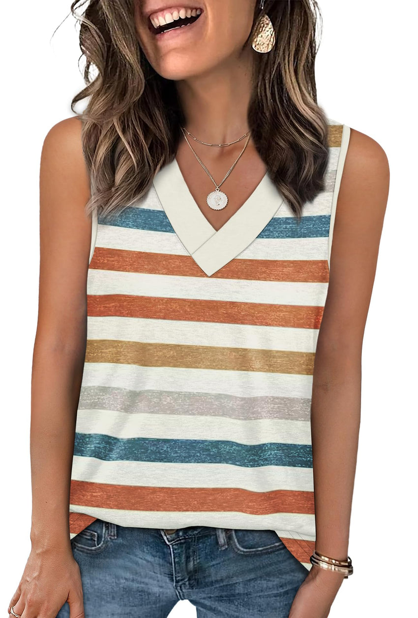 WIHOLL Tank Tops for Women Summer V Neck T Shirts Trendy Sleeveless Basic Tee Loose Fit 2025 Fashion - 7DAY'S