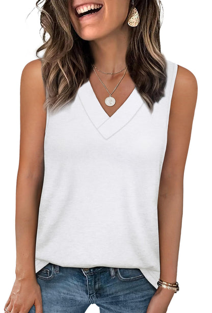 WIHOLL Tank Tops for Women Summer V Neck T Shirts Trendy Sleeveless Basic Tee Loose Fit 2025 Fashion - 7DAY'S