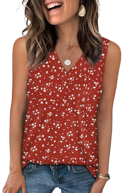 WIHOLL Tank Tops for Women Summer V Neck T Shirts Trendy Sleeveless Basic Tee Loose Fit 2025 Fashion - 7DAY'S