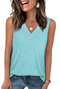 WIHOLL Tank Tops for Women Summer V Neck T Shirts Trendy Sleeveless Basic Tee Loose Fit 2025 Fashion - 7DAY'S