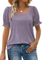 WIHOLL Tops for Women Summer Casual Ruffle Trim Sleeve Square Neck T Shirts - 7DAY'S