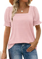 WIHOLL Tops for Women Summer Casual Ruffle Trim Sleeve Square Neck T Shirts - 7DAY'S
