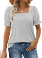 WIHOLL Tops for Women Summer Casual Ruffle Trim Sleeve Square Neck T Shirts - 7DAY'S