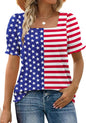 WIHOLL Tops for Women Summer Casual Ruffle Trim Sleeve Square Neck T Shirts - 7DAY'S