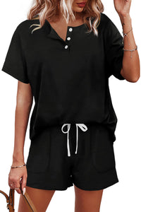 WIHOLL Two Piece Outfits for Women Lounge Sets Button Down Top and Shorts Set Sweatsuits with Pockets - 7DAY'S