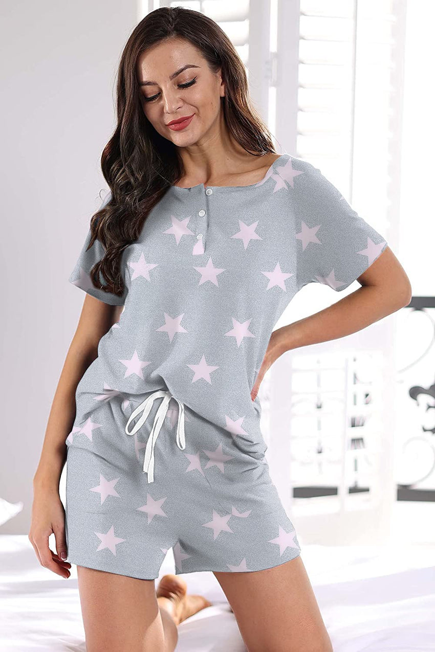 WIHOLL Two Piece Outfits for Women Lounge Sets Button Down Top and Shorts Set Sweatsuits with Pockets - 7DAY'S