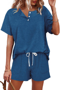 WIHOLL Two Piece Outfits for Women Lounge Sets Button Down Top and Shorts Set Sweatsuits with Pockets - 7DAY'S