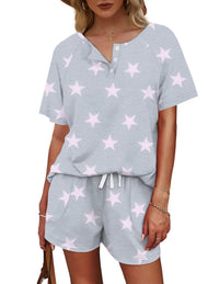 WIHOLL Two Piece Outfits for Women Lounge Sets Button Down Top and Shorts Set Sweatsuits with Pockets - 7DAY'S