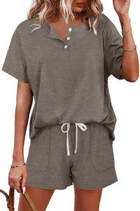 WIHOLL Two Piece Outfits for Women Lounge Sets Button Down Top and Shorts Set Sweatsuits with Pockets - 7DAY'S