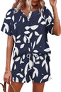 WIHOLL Two Piece Outfits for Women Lounge Sets Button Down Top and Shorts Set Sweatsuits with Pockets - 7DAY'S