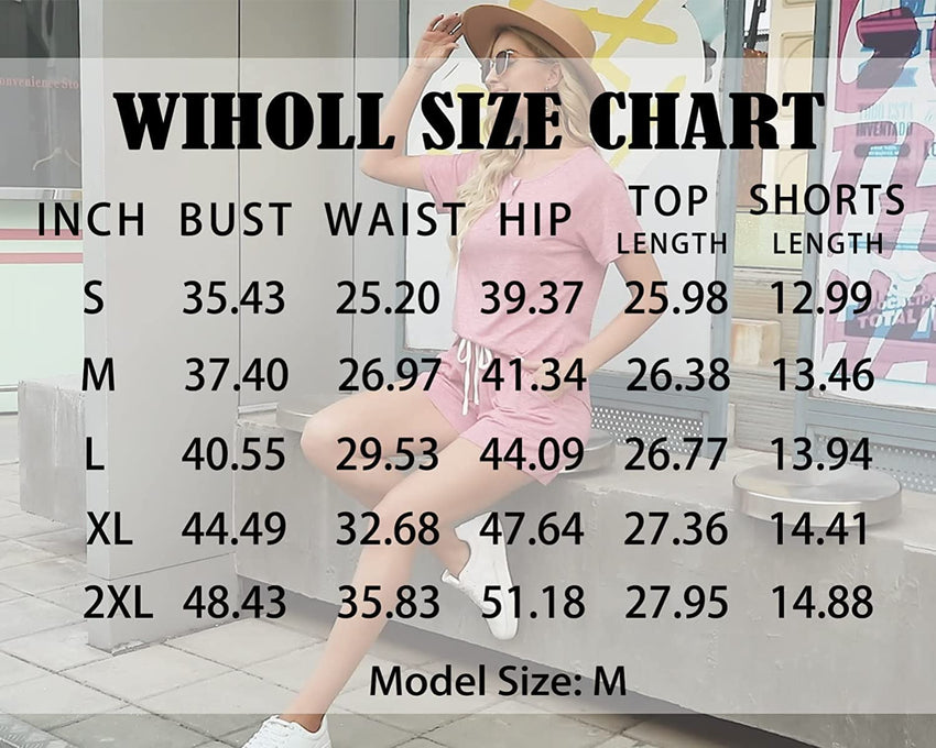 WIHOLL Two Piece Outfits for Women Lounge Sets Button Down Top and Shorts Set Sweatsuits with Pockets - 7DAY'S