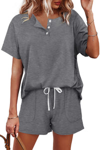 WIHOLL Two Piece Outfits for Women Lounge Sets Button Down Top and Shorts Set Sweatsuits with Pockets - 7DAY'S