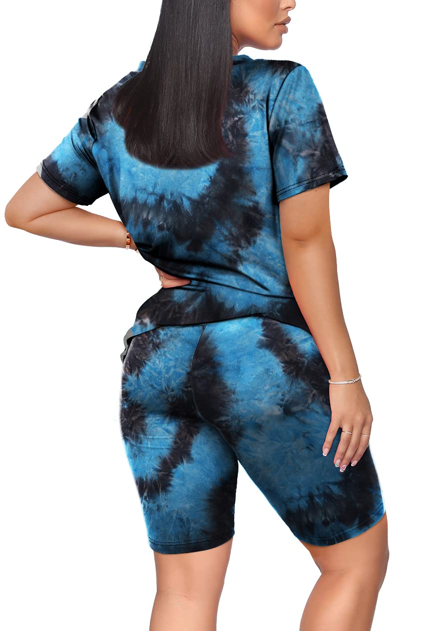 WIHOLL Two Piece Outfits for Women Short Sleeve V Neck Biker Shorts Set - 7DAY'S