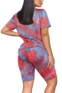 WIHOLL Two Piece Outfits for Women Short Sleeve V Neck Biker Shorts Set - 7DAY'S
