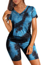WIHOLL Two Piece Outfits for Women Short Sleeve V Neck Biker Shorts Set - 7DAY'S