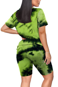 WIHOLL Two Piece Outfits for Women Short Sleeve V Neck Biker Shorts Set - 7DAY'S