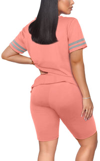 WIHOLL Two Piece Outfits for Women Short Sleeve V Neck Biker Shorts Set - 7DAY'S