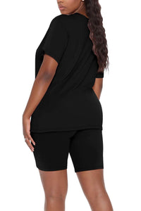 WIHOLL Two Piece Outfits for Women Short Sleeve V Neck Biker Shorts Set - 7DAY'S