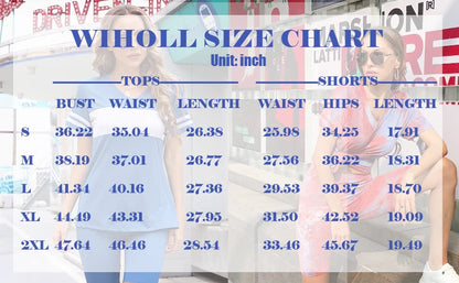 WIHOLL Two Piece Outfits for Women Short Sleeve V Neck Biker Shorts Set - 7DAY'S