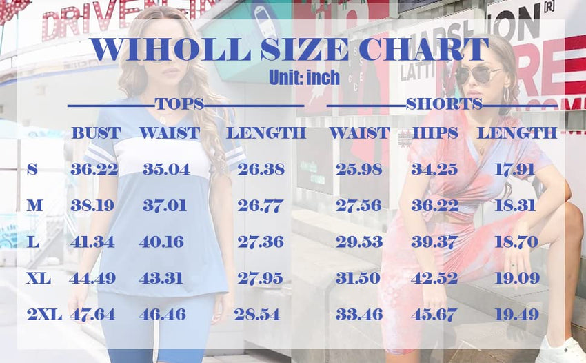 WIHOLL Two Piece Outfits for Women Short Sleeve V Neck Biker Shorts Set - 7DAY'S