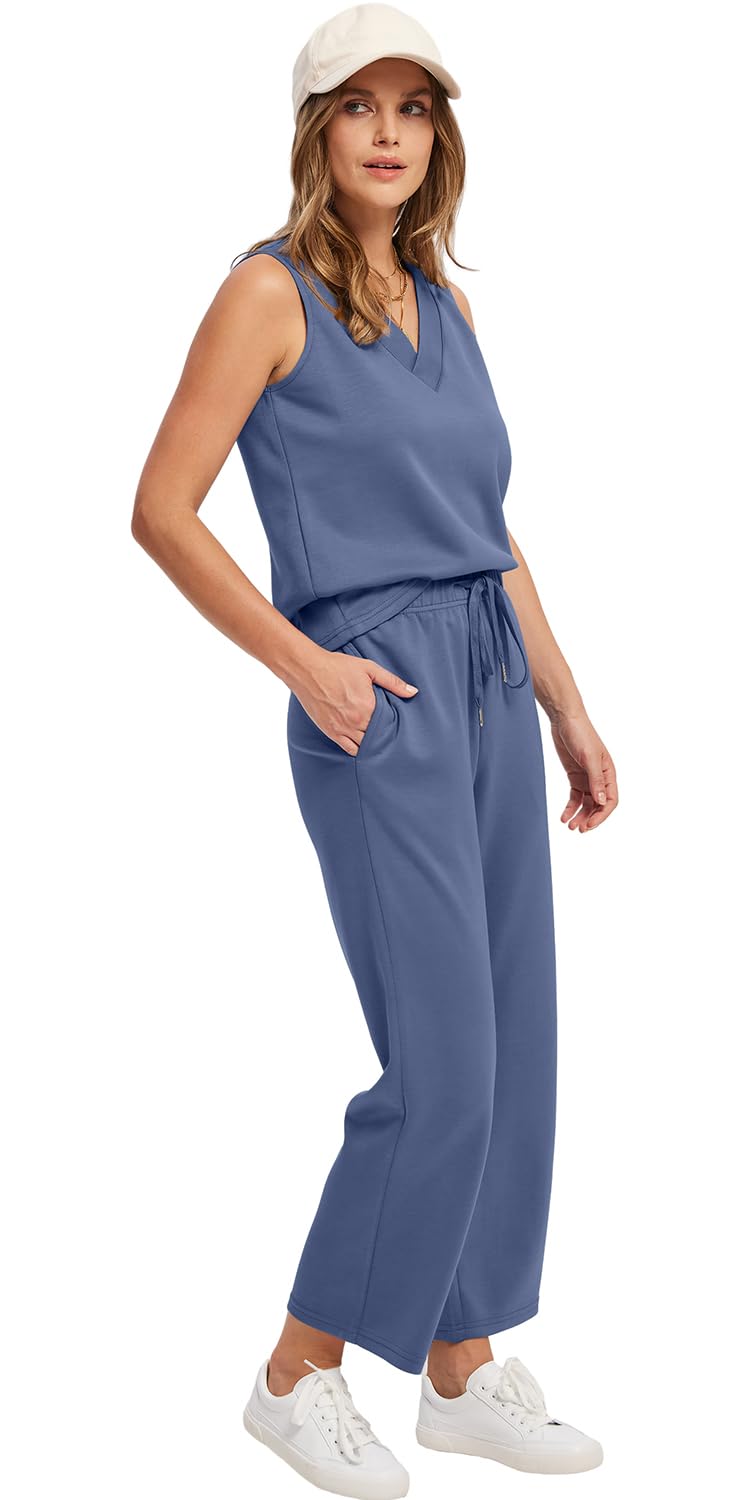 WIHOLL Two Piece Sets for Women Summer Outfits Matching Lounge Sets Wide Leg Crop Pants Vacation Travel - 7DAY'S