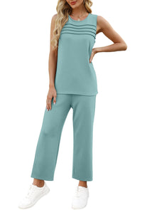 WIHOLL Two Piece Sets for Women Summer Outfits Matching Lounge Sets Wide Leg Crop Pants Vacation Travel - 7DAY'S