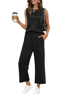 WIHOLL Two Piece Sets for Women Summer Outfits Matching Lounge Sets Wide Leg Crop Pants Vacation Travel - 7DAY'S