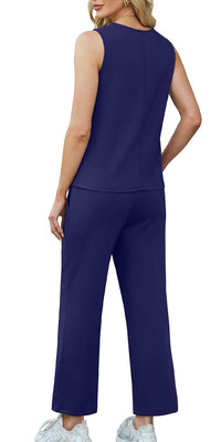 WIHOLL Two Piece Sets for Women Summer Outfits Matching Lounge Sets Wide Leg Crop Pants Vacation Travel - 7DAY'S