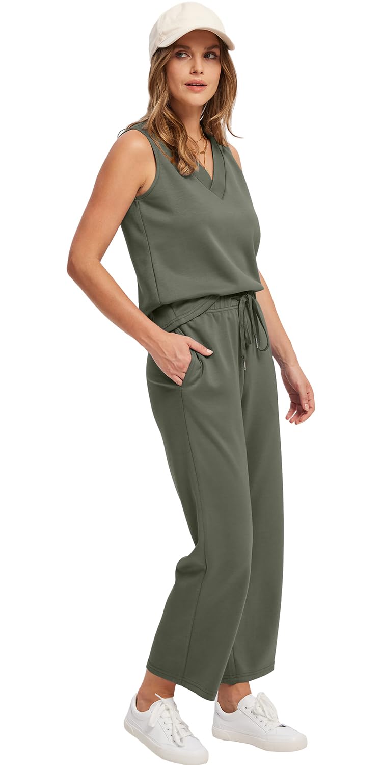 WIHOLL Two Piece Sets for Women Summer Outfits Matching Lounge Sets Wide Leg Crop Pants Vacation Travel - 7DAY'S