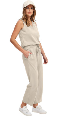 WIHOLL Two Piece Sets for Women Summer Outfits Matching Lounge Sets Wide Leg Crop Pants Vacation Travel - 7DAY'S