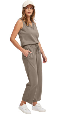 WIHOLL Two Piece Sets for Women Summer Outfits Matching Lounge Sets Wide Leg Crop Pants Vacation Travel - 7DAY'S