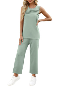 WIHOLL Two Piece Sets for Women Summer Outfits Matching Lounge Sets Wide Leg Crop Pants Vacation Travel - 7DAY'S