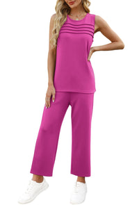 WIHOLL Two Piece Sets for Women Summer Outfits Matching Lounge Sets Wide Leg Crop Pants Vacation Travel - 7DAY'S