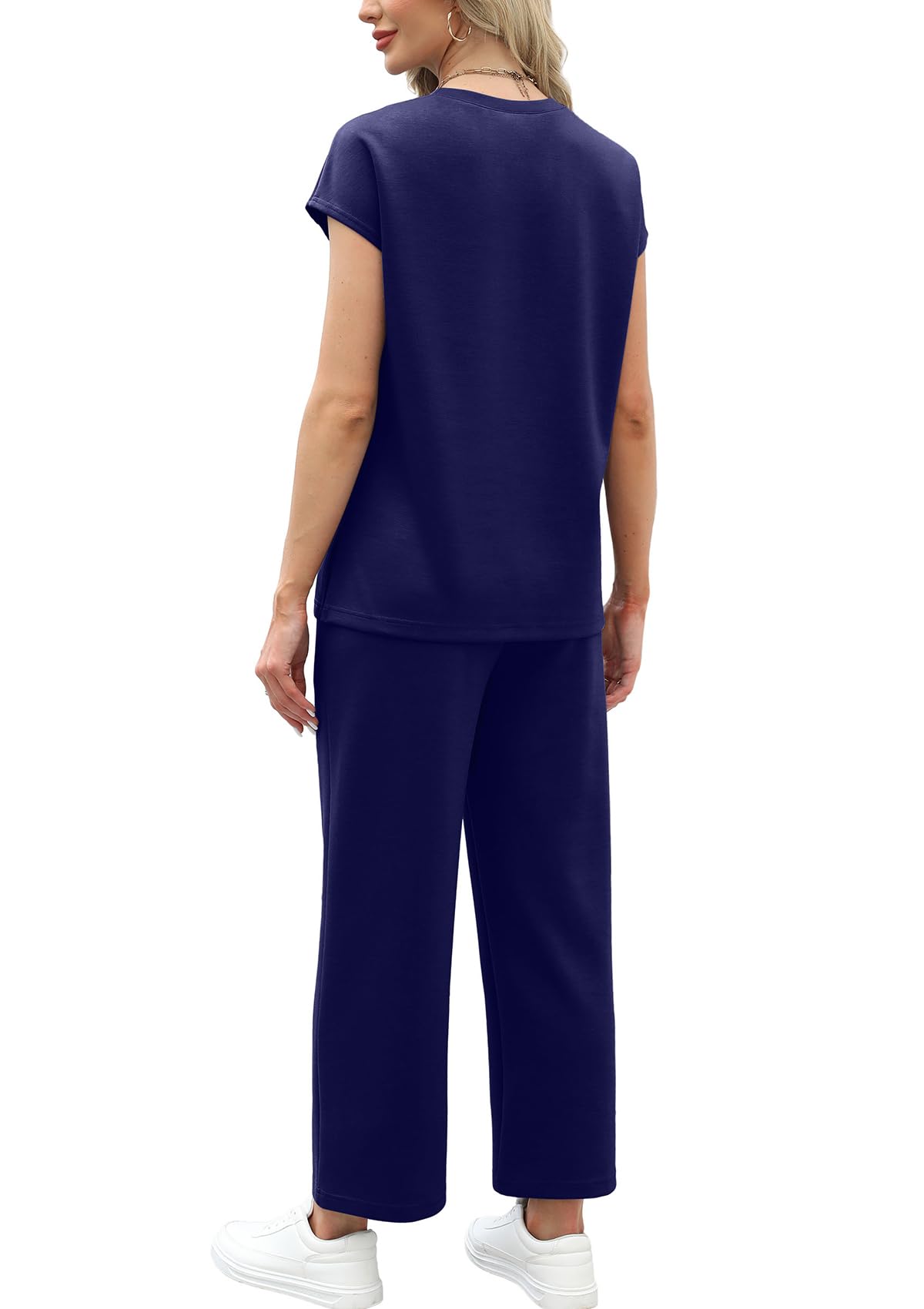 WIHOLL Two Piece Sets for Women Summer Travel Vacation Outfits Cap Sleeve Lounge Matching Sets Wide Leg Pants S - 3XL - 7DAY'S