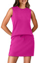 WIHOLL Two Piece Skirt Sets for Women Summer Vacation Outfits Tennis Skirt Crew Neck Top Versatile Lounge Sets - 7DAY'S
