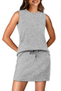 WIHOLL Two Piece Skirt Sets for Women Summer Vacation Outfits Tennis Skirt Crew Neck Top Versatile Lounge Sets - 7DAY'S