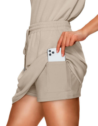 WIHOLL Two Piece Skirt Sets for Women Summer Vacation Outfits Tennis Skirt Crew Neck Top Versatile Lounge Sets - 7DAY'S