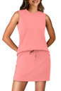 WIHOLL Two Piece Skirt Sets for Women Summer Vacation Outfits Tennis Skirt Crew Neck Top Versatile Lounge Sets - 7DAY'S