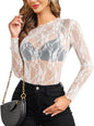 WIHOLL Womens Mesh Sheer Tops Sexy Crew Neck Summer Loose FIt Party Clubwear Shirts - 7DAY'S