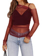 WIHOLL Womens Mesh Sheer Tops Sexy Crew Neck Summer Loose FIt Party Clubwear Shirts - 7DAY'S