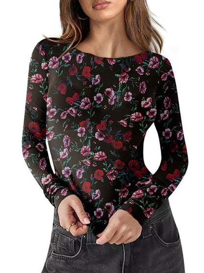 WIHOLL Womens Mesh Sheer Tops Sexy Crew Neck Summer Loose FIt Party Clubwear Shirts - 7DAY'S