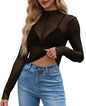 WIHOLL Womens Mesh Sheer Tops Sexy Crew Neck Summer Loose FIt Party Clubwear Shirts - 7DAY'S