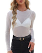 WIHOLL Womens Mesh Sheer Tops Sexy Crew Neck Summer Loose FIt Party Clubwear Shirts - 7DAY'S