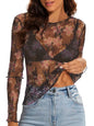 WIHOLL Womens Mesh Sheer Tops Sexy Crew Neck Summer Loose FIt Party Clubwear Shirts - 7DAY'S