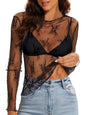 WIHOLL Womens Mesh Sheer Tops Sexy Crew Neck Summer Loose FIt Party Clubwear Shirts - 7DAY'S