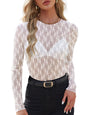 WIHOLL Womens Mesh Sheer Tops Sexy Crew Neck Summer Loose FIt Party Clubwear Shirts - 7DAY'S