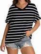 WIHOLL Womens Oversized Tshirts Summer Tops 2025 Short Sleeve V Neck Shirts Outfits Plus Size Clothes - 7DAY'S