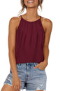 WIHOLL Womens Pleated Tank Tops Spaghetti Strap Camisole Halter Tops Curved Hem Fashion 2025 - 7DAY'S