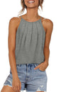 WIHOLL Womens Pleated Tank Tops Spaghetti Strap Camisole Halter Tops Curved Hem Fashion 2025 - 7DAY'S